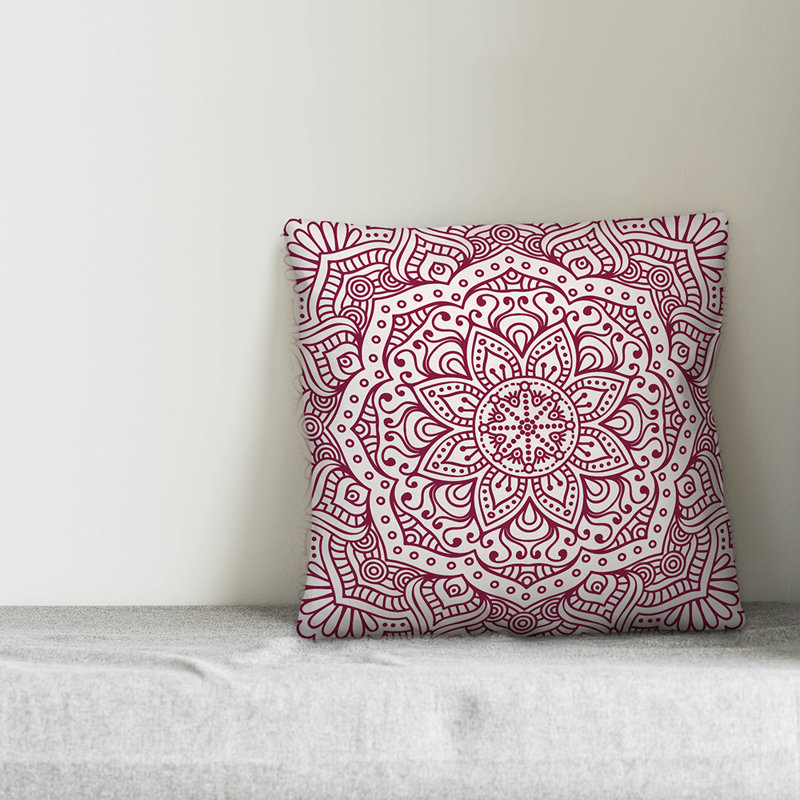 Damask Throw Pillow, 16" x 16", Light Maroon