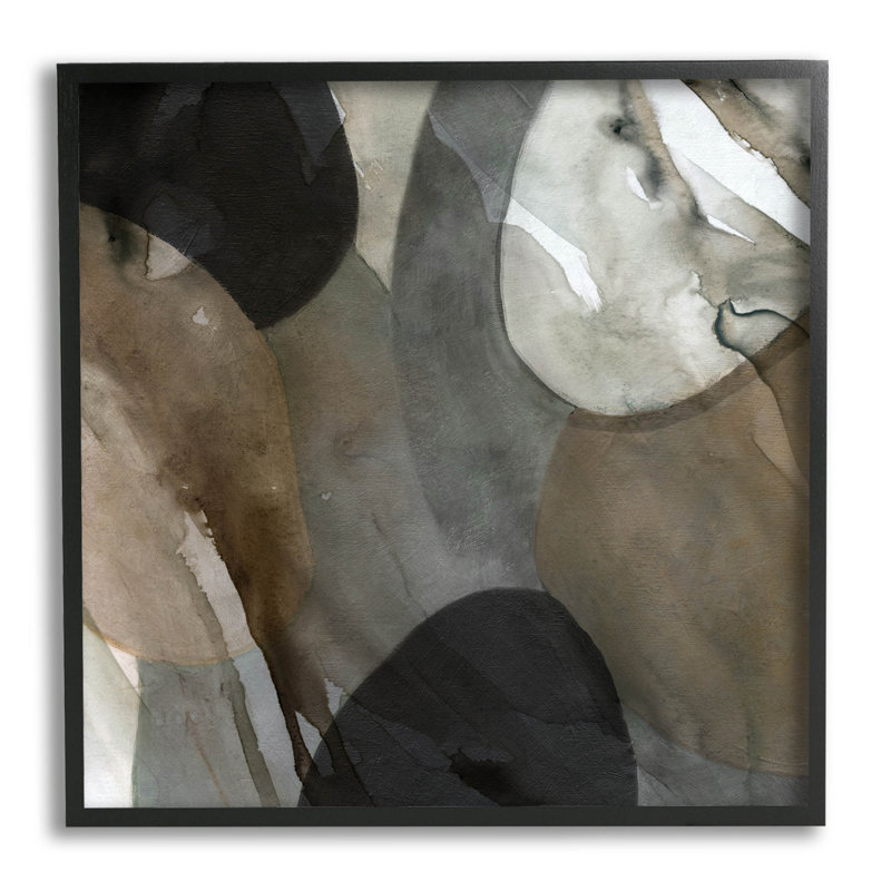 Art contemporain, estampe numérique à superpositions rondes par Carol Robinson, Giclée encadrée noir minuit