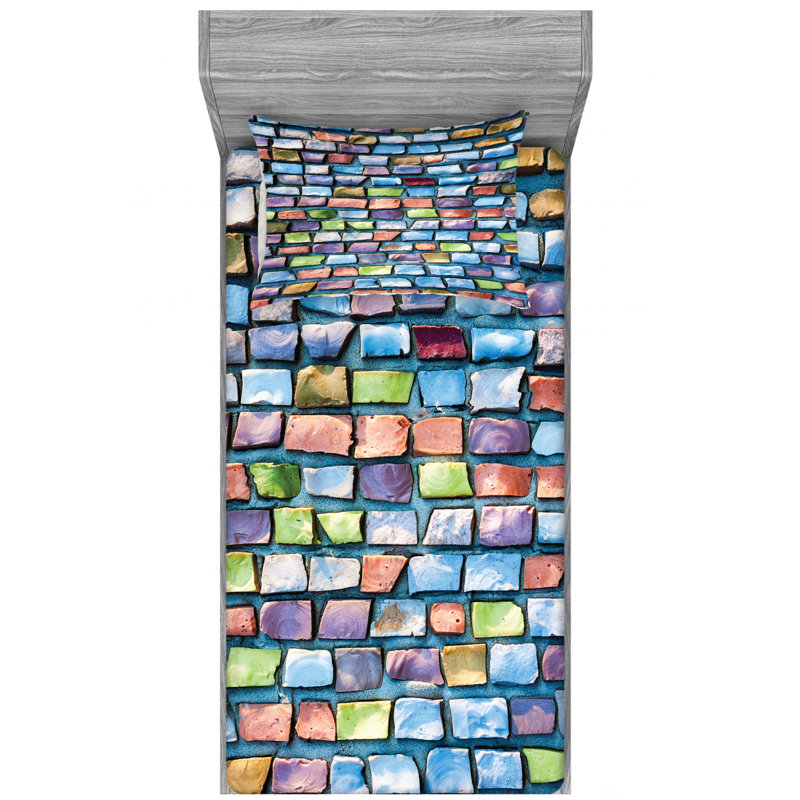 Microfiber Geometric Sheet Set, Twin Sheet Set with 1 Pillowcase