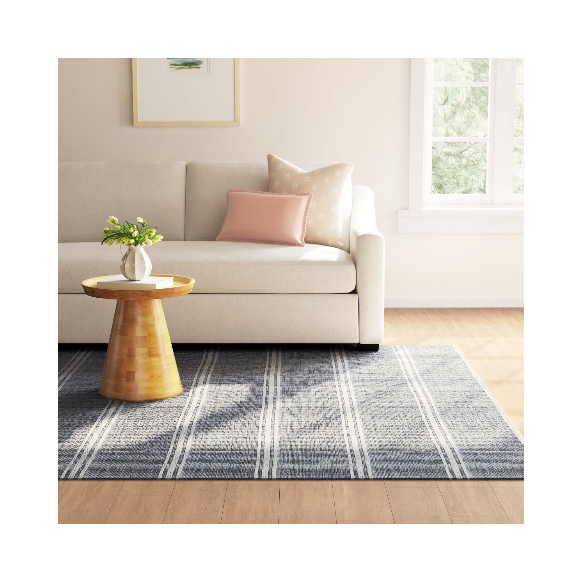 Malta Grey Handwoven Wool Rug, Rectangle 8'6" x 11'6", Blue