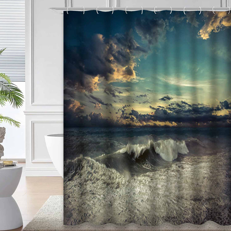 Grande tempête mer vent fort grandes vagues éclaboussures ciel foncé avec 12 crochets, L 72 po x l 84 po