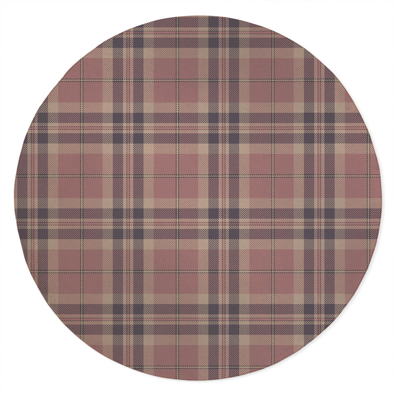 Vinny Tartan Non-Slip Outdoor Rug, Round 5'