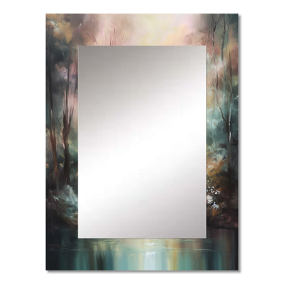 Whimsical Stream - Mountains Decorative Wall Mirror, Traditional Mirror, Printed Metal Art