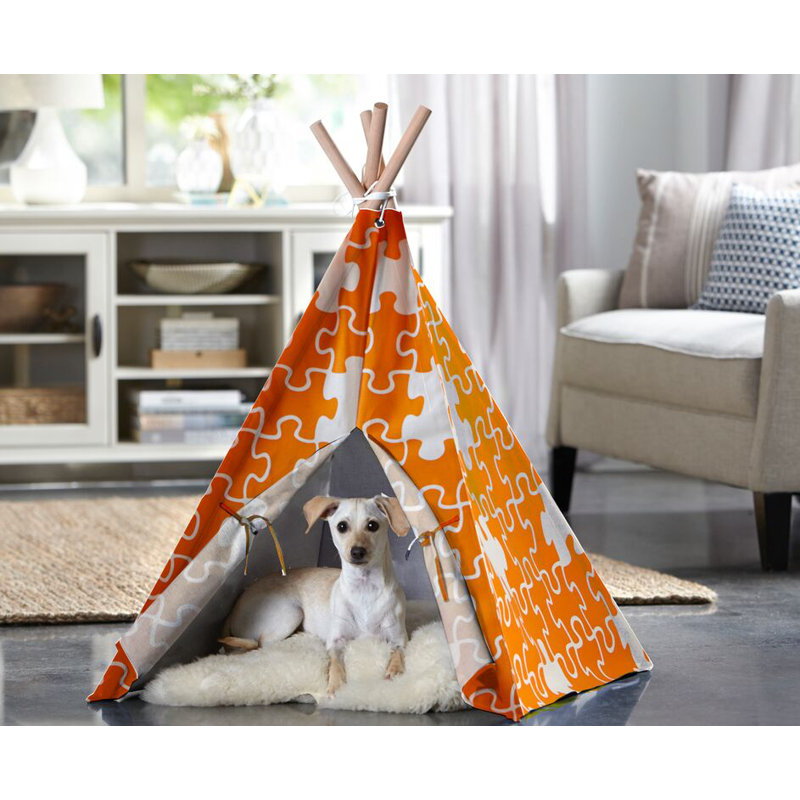 Charles Cotton Pet Bed, Medium (29.92" W x 29.92" D x 37.2" H), Orange