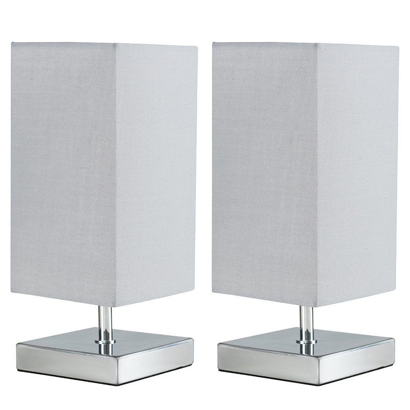 Hodei Standard Table Lamp, Chrome, Cool Grey, LED Bulb