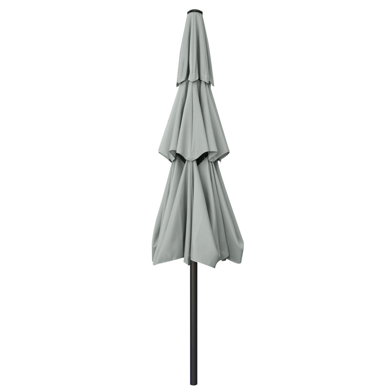 Parasols de patio à 3 niveaux Miqdad par Arlmont & Co., H 100,4 po x l 132 po x P 132 po, Gris