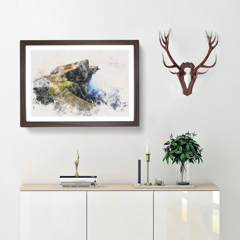 Lighthouse in the Isle of Skye - Picture Frame Painting Print, Walnut Framed, 36cm H x 48cm W x 2cm D