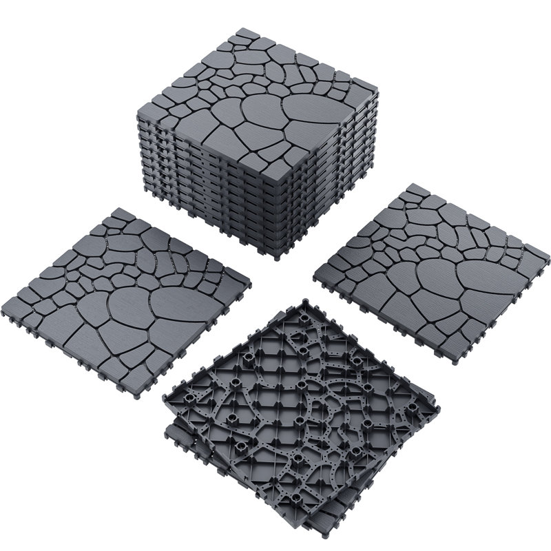 30.5cm L x 30.5cm W Plastic Interlocking Deck Deck Tile Kit, Grey