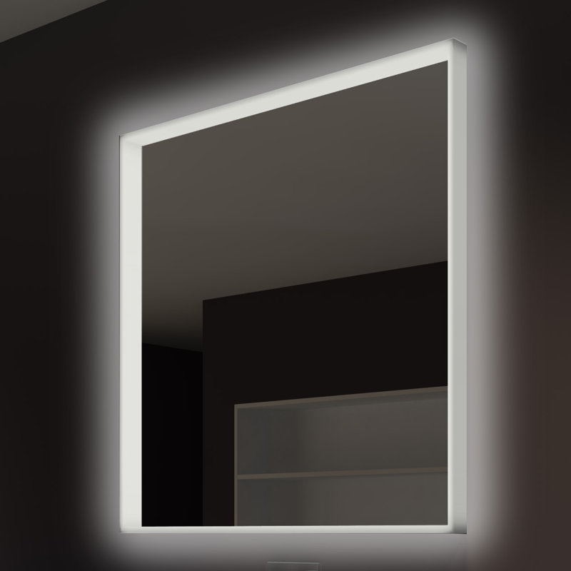 Miroir mural meuble-lavabo/salle de bain illuminé acrylique, H 42 po x l 42 po