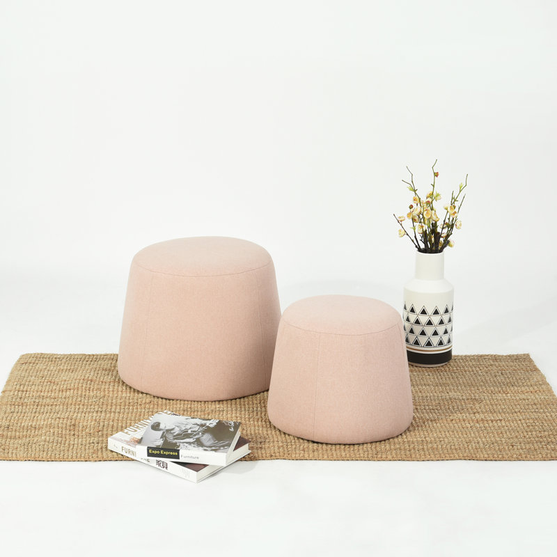 Mallen Round Standard Ottoman, Light Rose