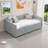 Grey Linen Twin Size Daybed Sofa with Trundle | 82.5" Wide Upholstered Sleeper, Contemporary Minimalist Design-803047739-803047737