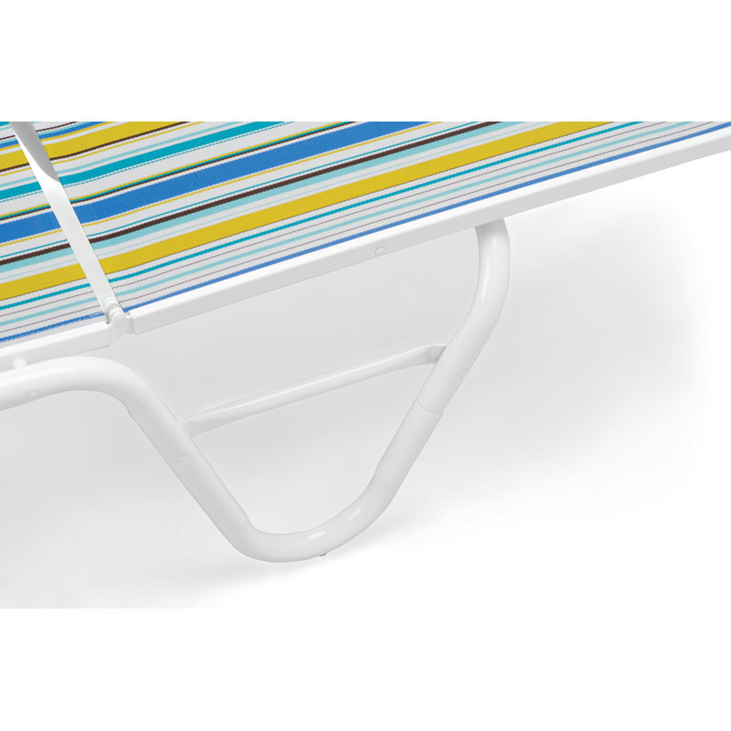 Gardenella Outdoor Chaise Lounge, Textured White Frame/Coastline Seat
