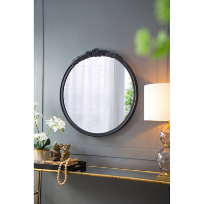 Hand Carved Rose Antique Mirror Frame, Large Arch Mirror Wall Decor For Living Room, Bathroom, Entryway