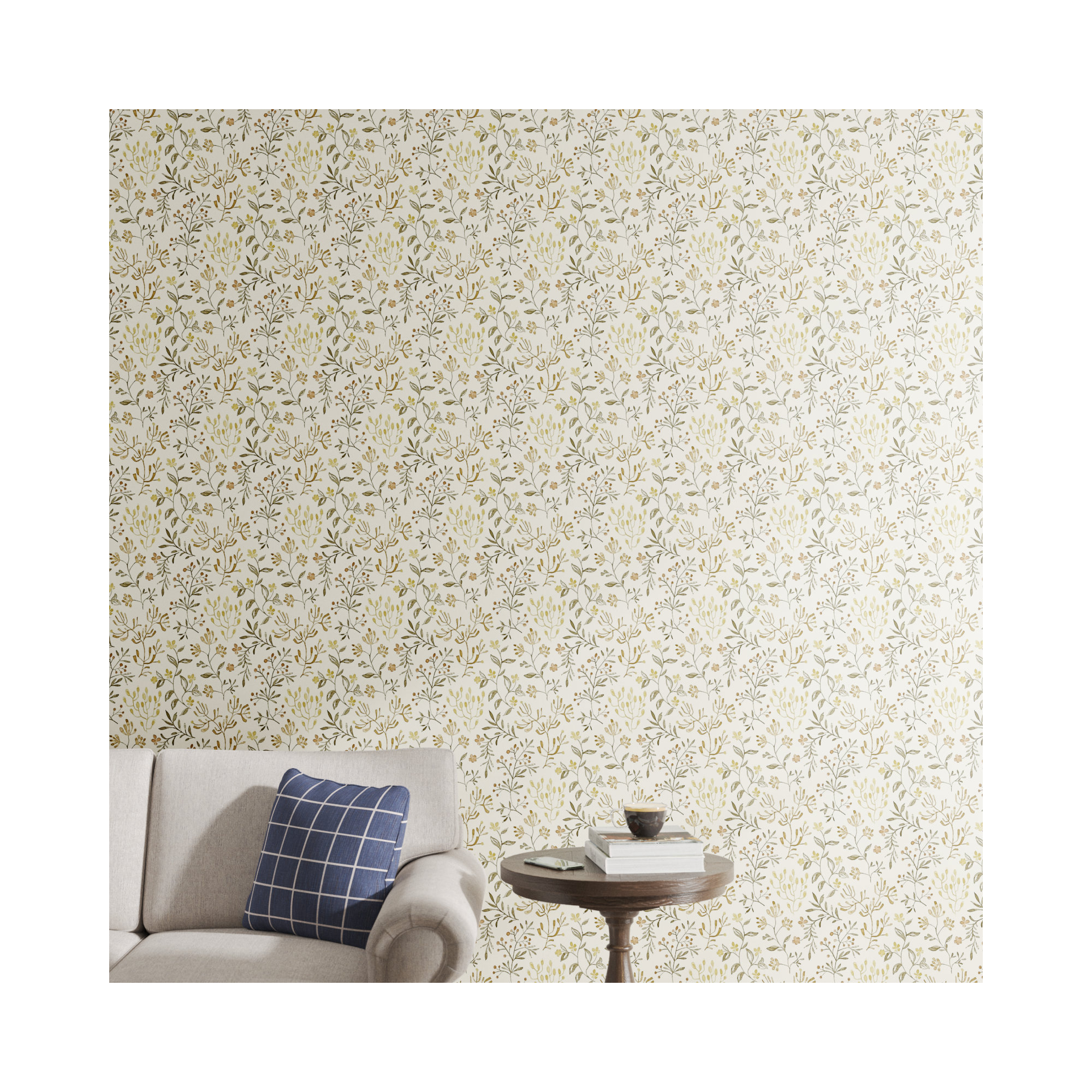 Siren Prepasted Floral Wallpaper, Yellow