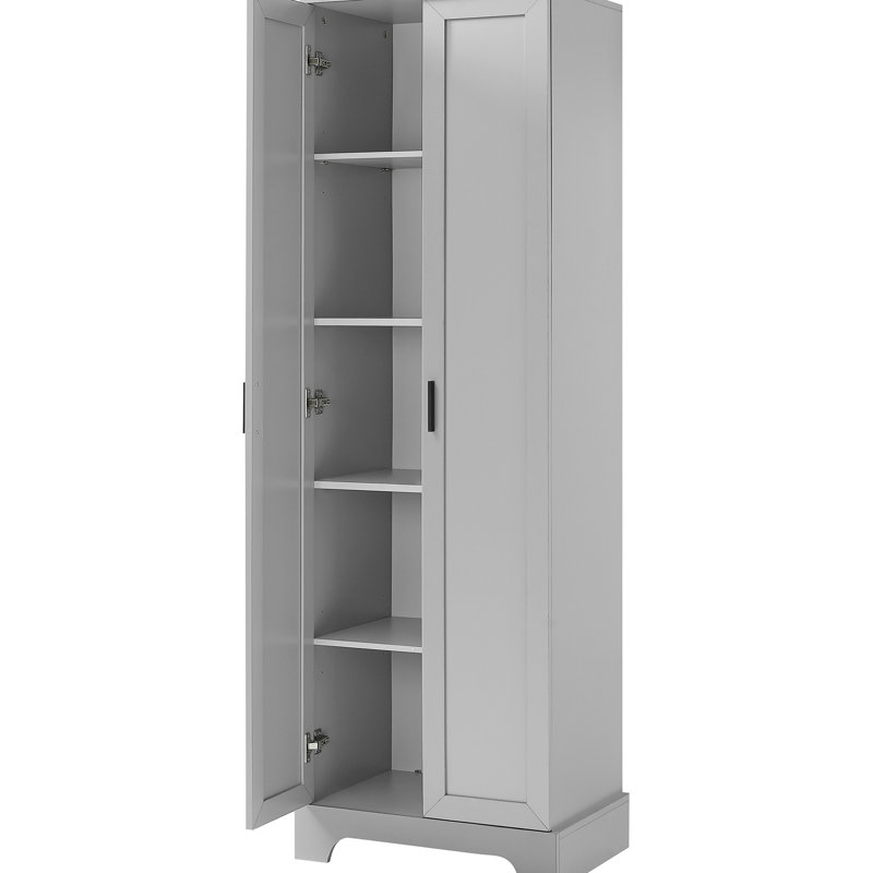 Armoire de rangement grise pour la salle de bain et le bureau, tablette, tablette ajustable, salle de bain basculante, deux portes,