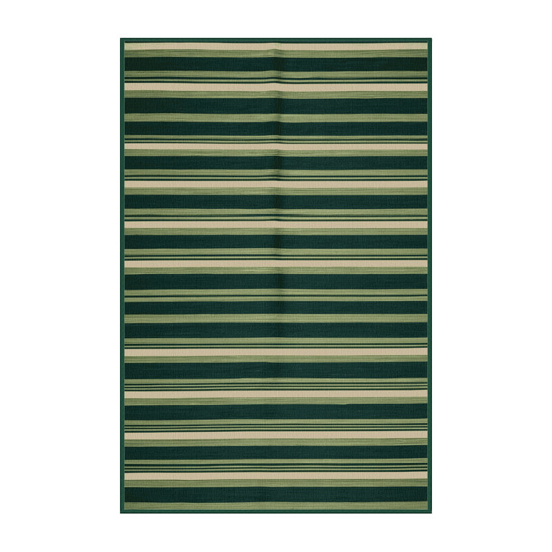 Machine Washable Horizontal Stripes Green Area Rug