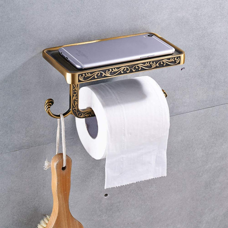 Porte-papier hygiénique en acier inoxydable avec tablette
