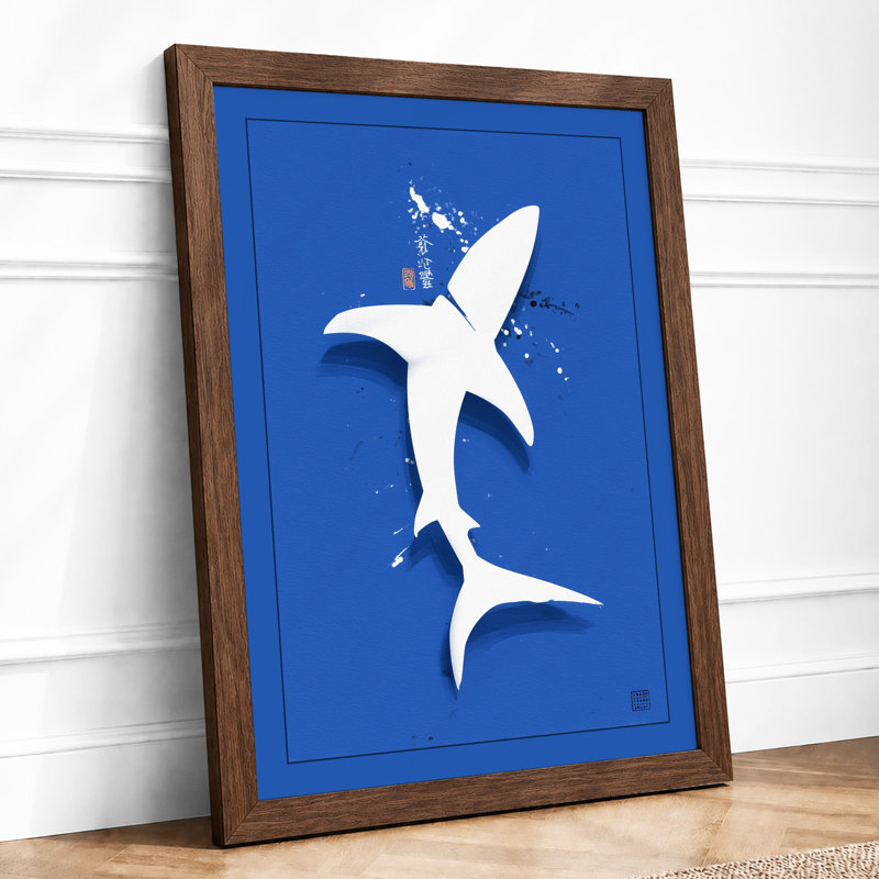 Shark In Motion Coastal - Print, A4 - 29.7 x 21.0 cm, Walnut