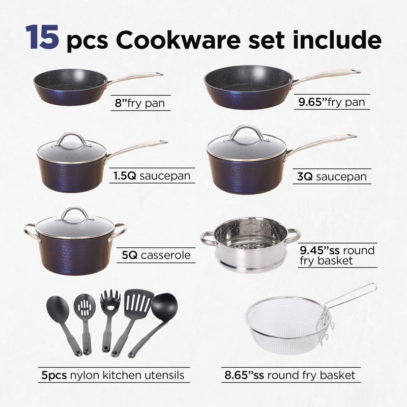 Eagleville 15 - Piece Aluminum Cookware Set