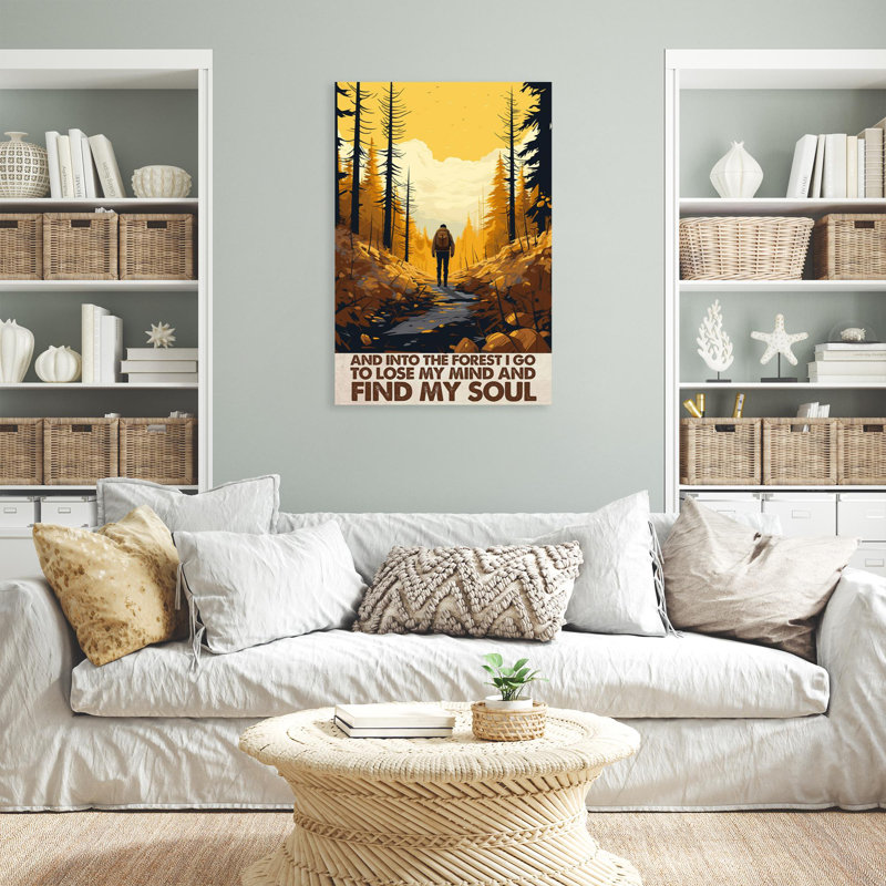 Randonnée pédestre dans la forêt I Go - 1 pièce, impression sur toile tendue, H 20 po x l 16 po x P 1,25 po