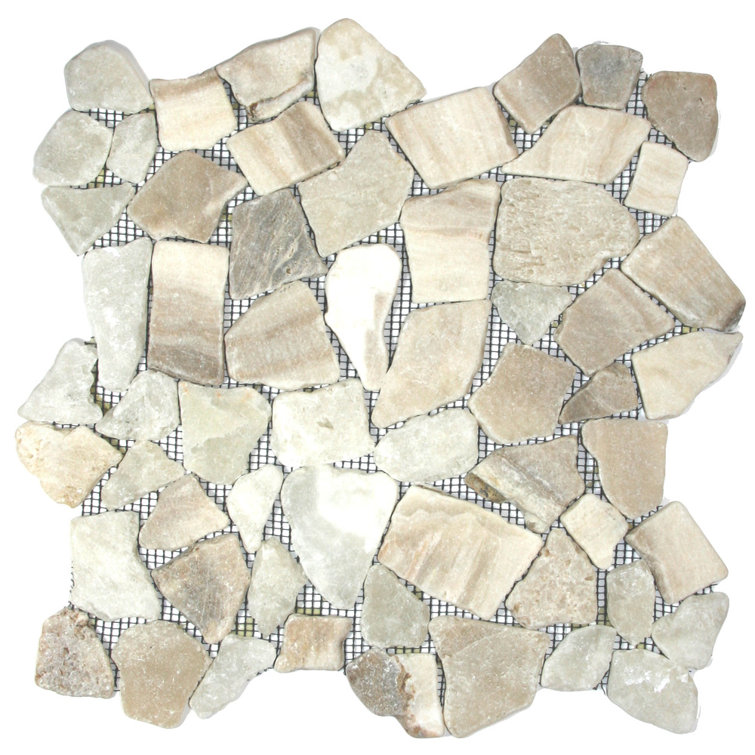 Rhine Random Sized Natural Stone Mosaic Tile in Mixed Quartz Waterproof Matte Finish - 1 Sq. Ft.