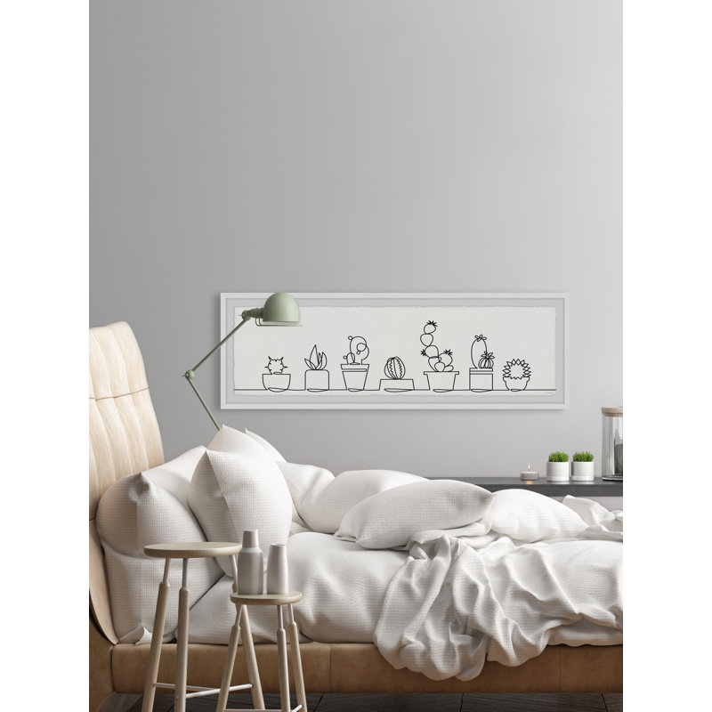 Succulent Line up 1 Piece Single Picture Frame Panoramic Wall Art, 38cm H x 114cm W x 3.81cm D