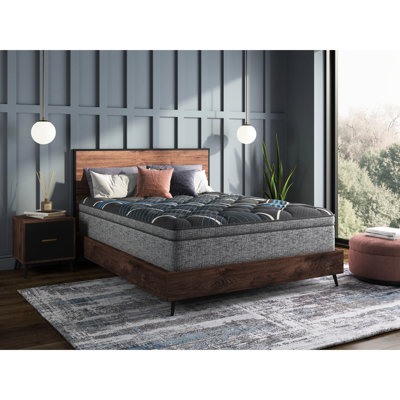 15" Euro Top King Mattress With Foam, And Reduced Motion Transfer - Grey + Blue Steel Filled Foam