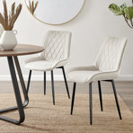 Palermo Velvet Modern Dining Chairs with Tapered Metal Legs & Quilted Diamond Stitching