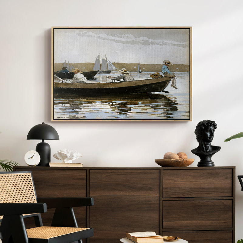 Garçons dans un dory, 1873 - Winslow Homer, toile tendue avec châssis Homer, 24 po x 36 po, Naturel