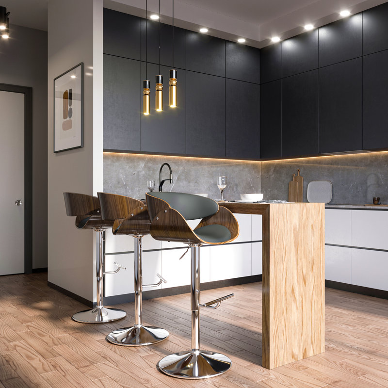 Tabouret de bar pivotant réglable, Gris