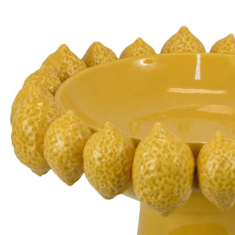 Bol décoratif Rambo, motifs de citron sculptés, céramique émaillée, Jaune