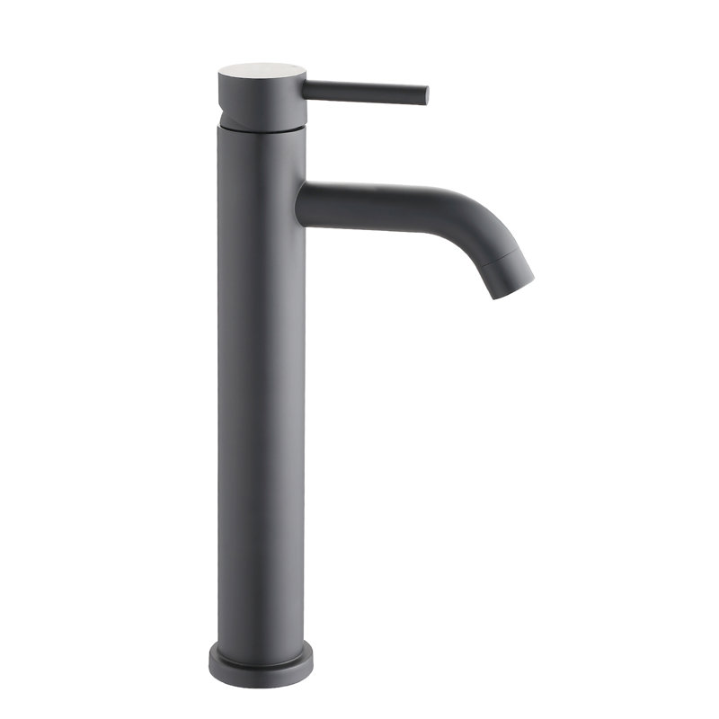 Robinet de salle de bain - 1 trou, noir mat, corps en acier inoxydable résistant à la corrosion