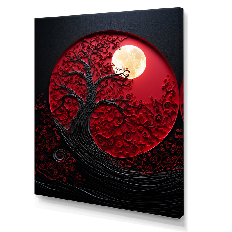 " Red Moon Ruby Radiance II ", Wrapped Canvas, 44" H x 34" W