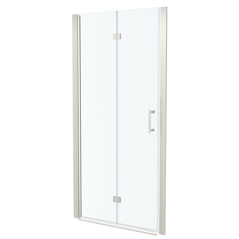 Porte de douche avec verre trempé l 34 po x H 72 po, nickel brossé - peu encombrant, réglable, verre à finition fine H 72 po, caractéristique charmante