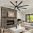 84" Black Ceiling Fan With Lights For Living Room, Remote Control And Quiet Reversible DC Motor