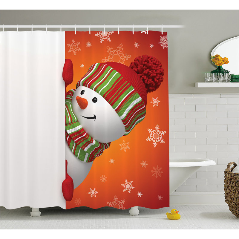 Rideau de douche simple noël bonhomme de neige noël, H 70 po x l 69 po