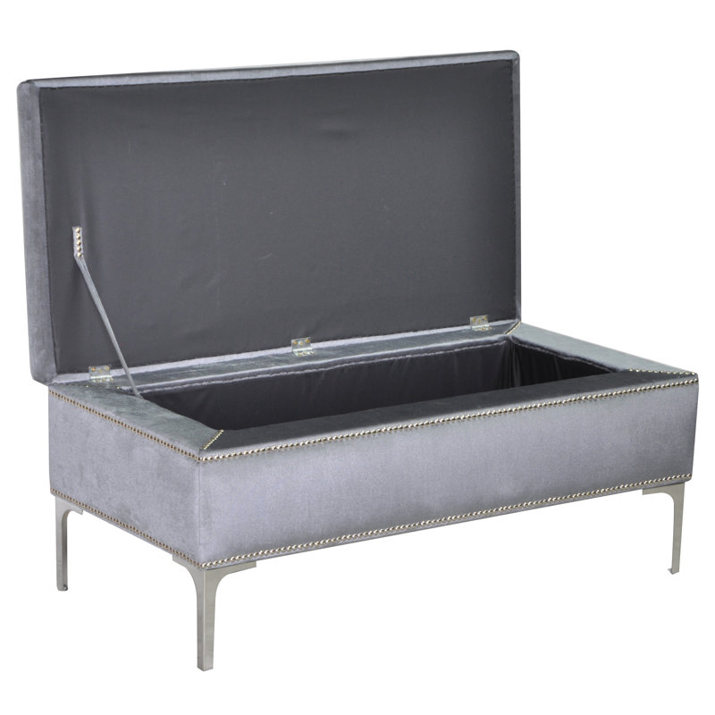 Luxe Polyester Blend Upholstered Storage Bench