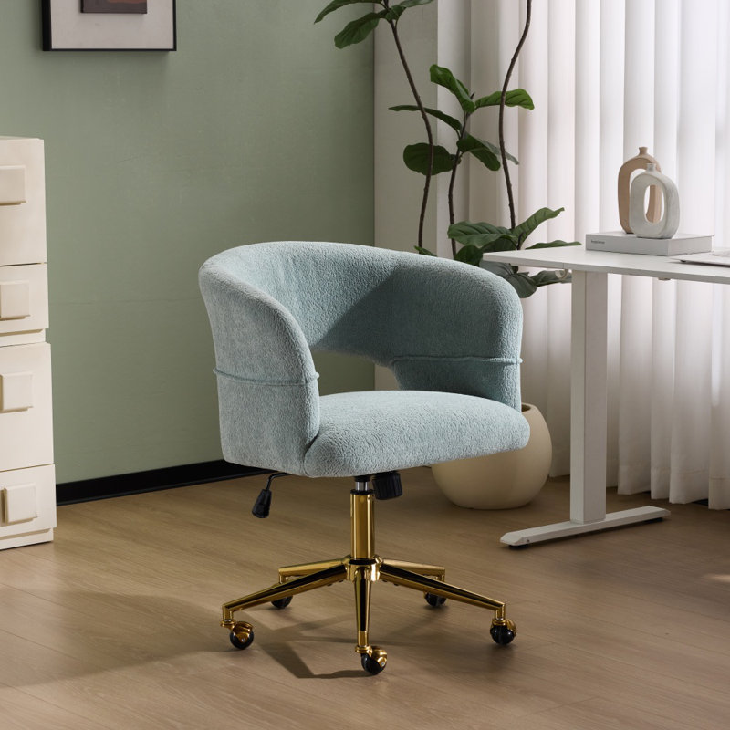25.1 Inch Velvet Ring Backrest Swivel Office Chair, Mint Green