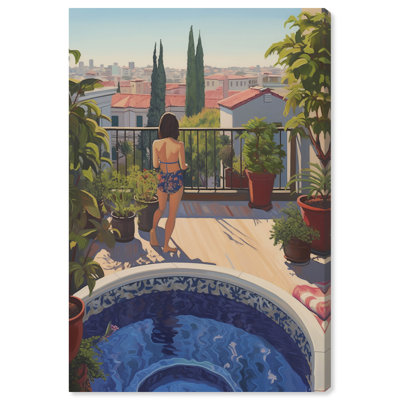 Jacuzzi Days Canvas Tropical Bathroom Wall Art by Art Remedy