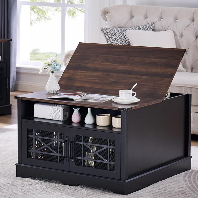 Table basse en bois avec rangement Farmhouse