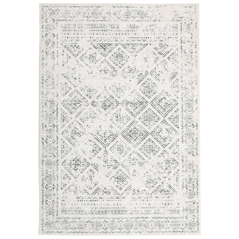 Machine  Washable Vintage Rug Non Slip Non Shedding Low Pile Rug Soft Floral Distressed Throw Floor Cover Foldable Indoor Carpet for Living Room Dining Room Bedroom Playroom Nursery
