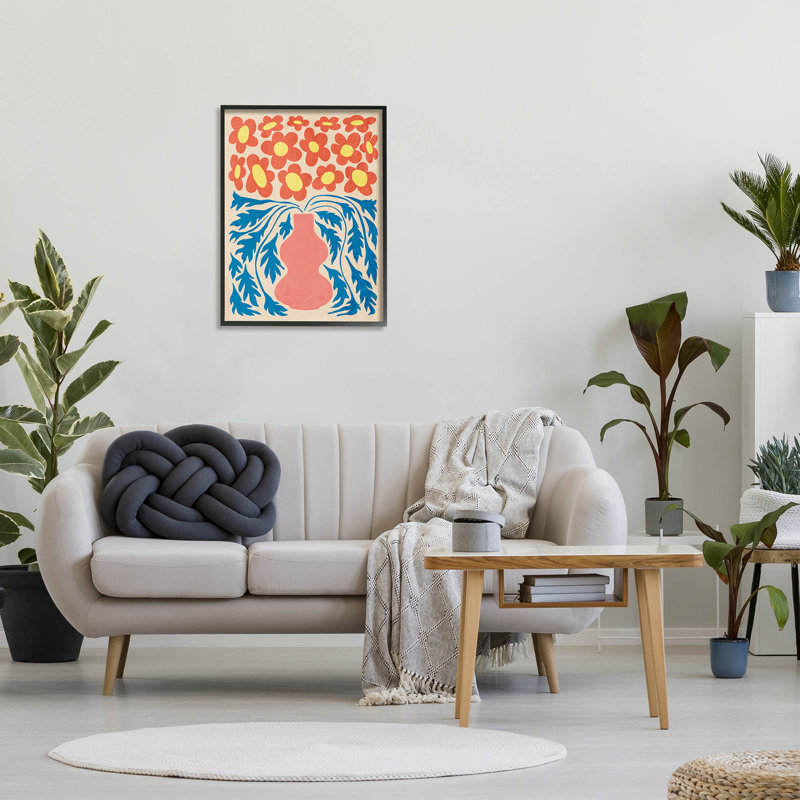 Art de giclée rétro avec motif de fleurs par Ziwei Li, H 14 po x l 11 po x P 1,5 po, Giclée encadrée noir minuit