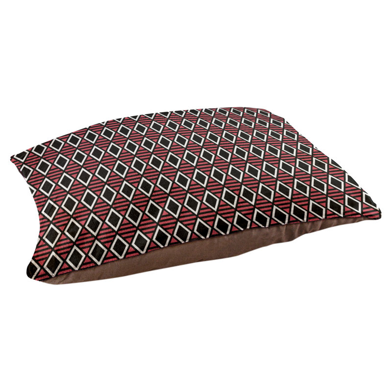 Coussin de créateur géométrique diamants Byrge, L 29,5 po x l 19,5 po, Noir / Rouge