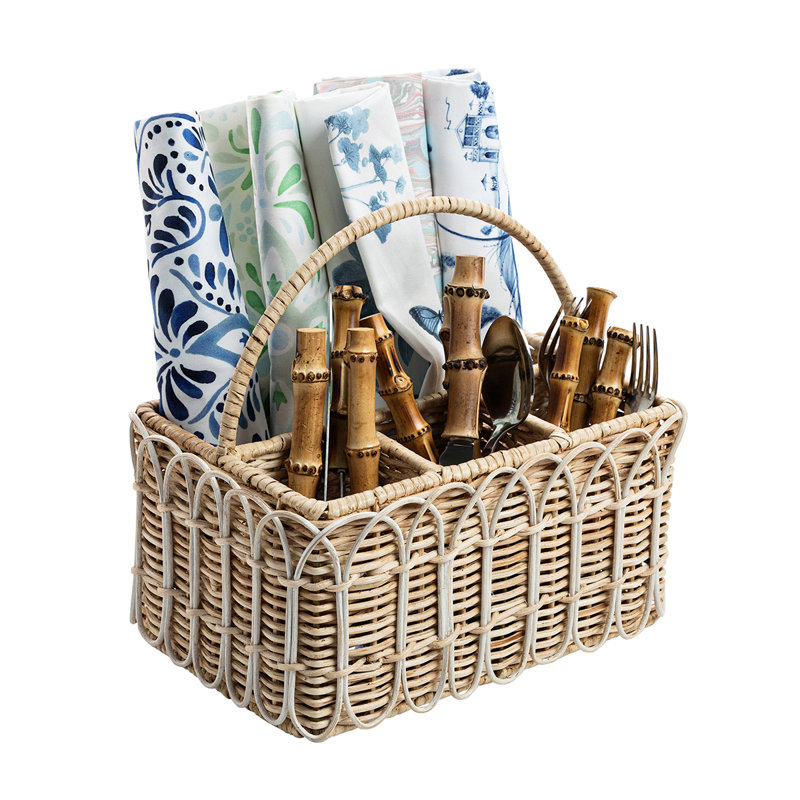 Provence Rattan Flatware Caddy - Light Brown