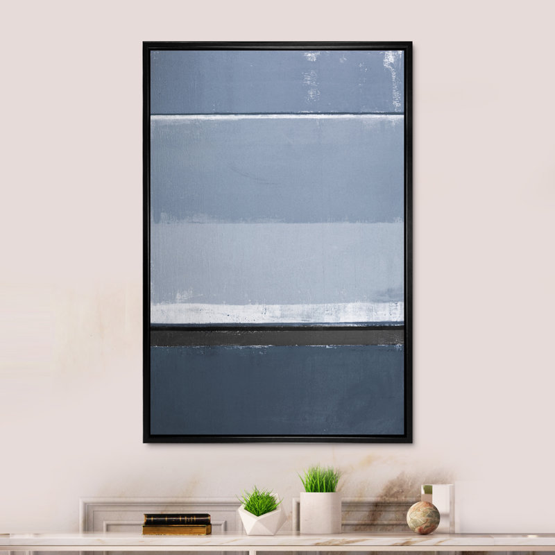 Art moderne gris et bleu II 2FL47744, H 20 po x l 12 po x P 1 po, Cadre noir