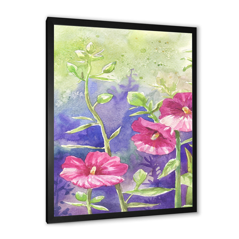 Floraison de la mauve mauve en fleurs, H 20 po x l 12 po x P 1 po, Cadre photo noir