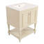 Meuble-lavabo autoportant en bois massif de 24 po + panneau de fibres à densité moyenne avec plateau ouvert et rangement fermé beige-130995014