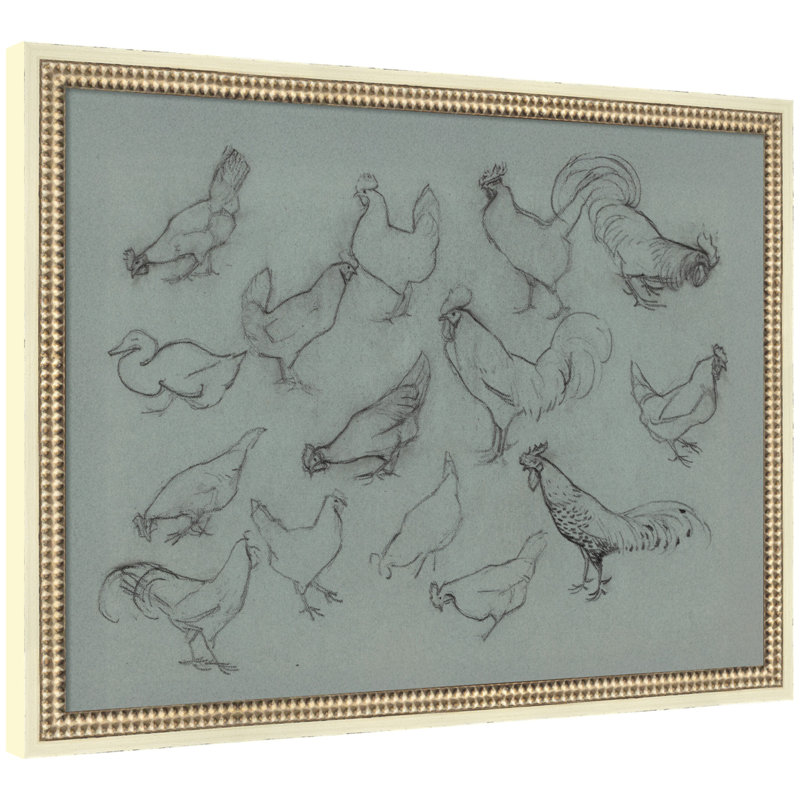 "Study Study Chickens" par Nostalgia Prints, impression sur toile encadrée