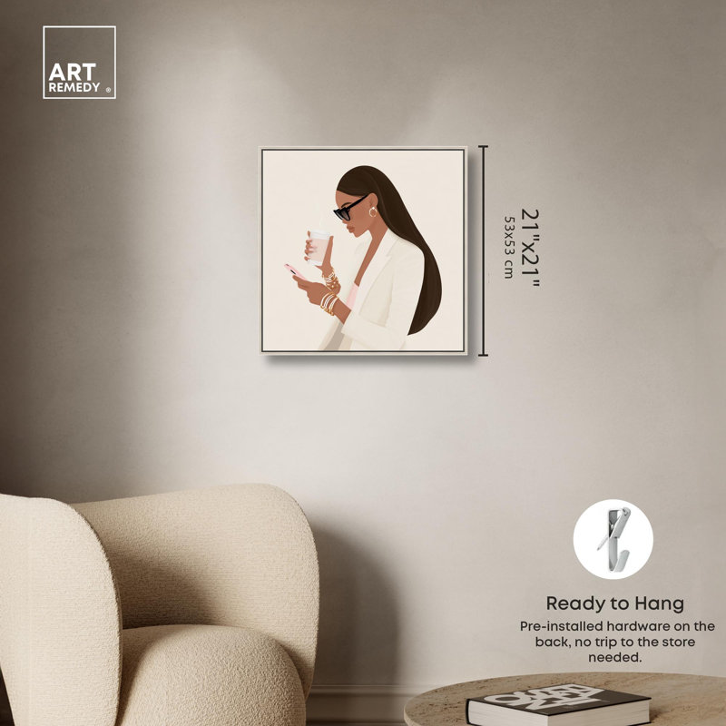 «Coffee Break», reproduction d'art sur toile par Art Remedy, H 21 po x l 21 po, Cadre argenté