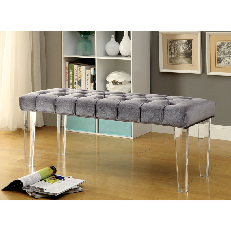 Lupa Polyester Upholstered Bench, Gray